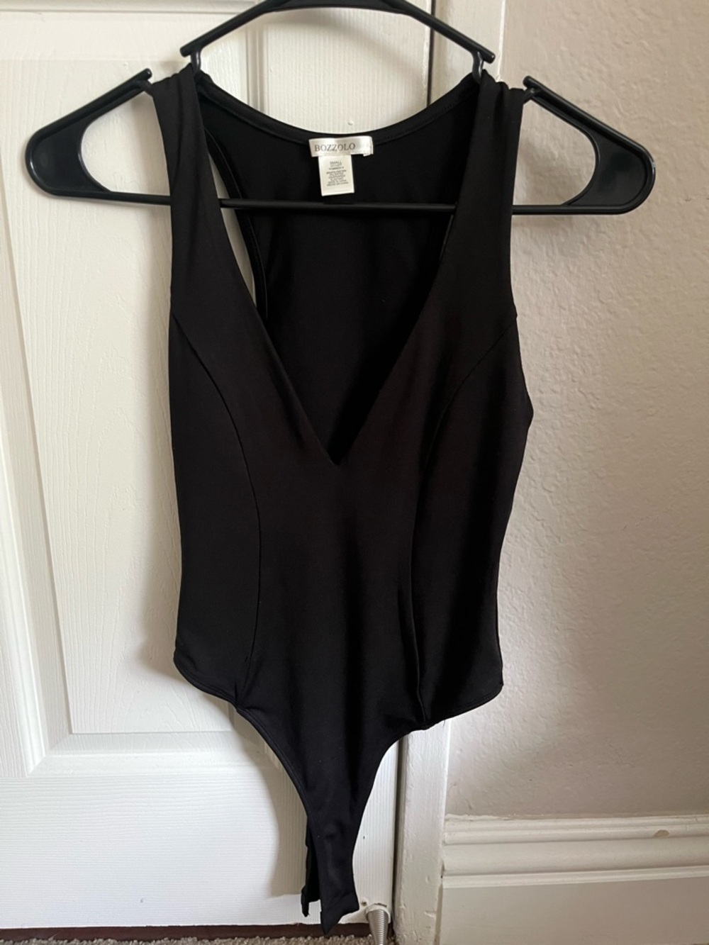 Bozzolo Black Deep V-Neck Bodysuit